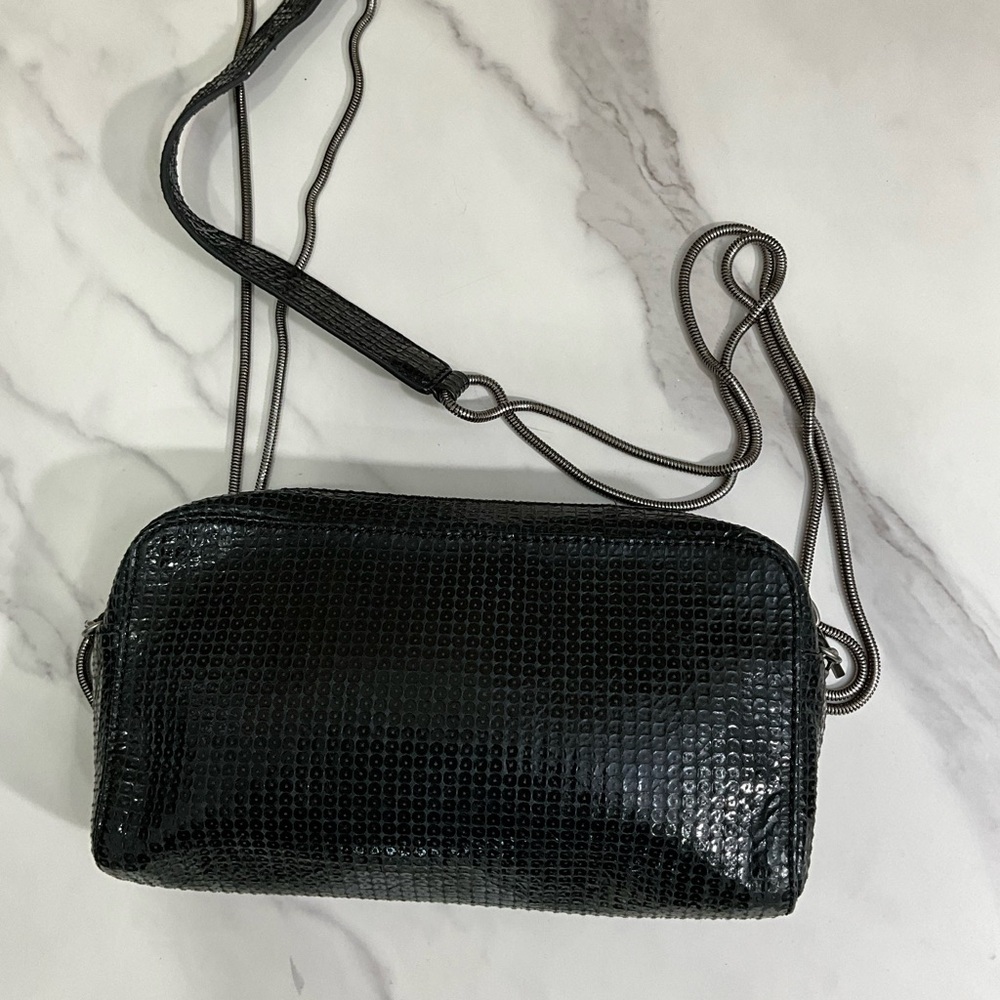 KOOBA Sequin Leather Elegant Black Evening Camera Bag Chain Handle
